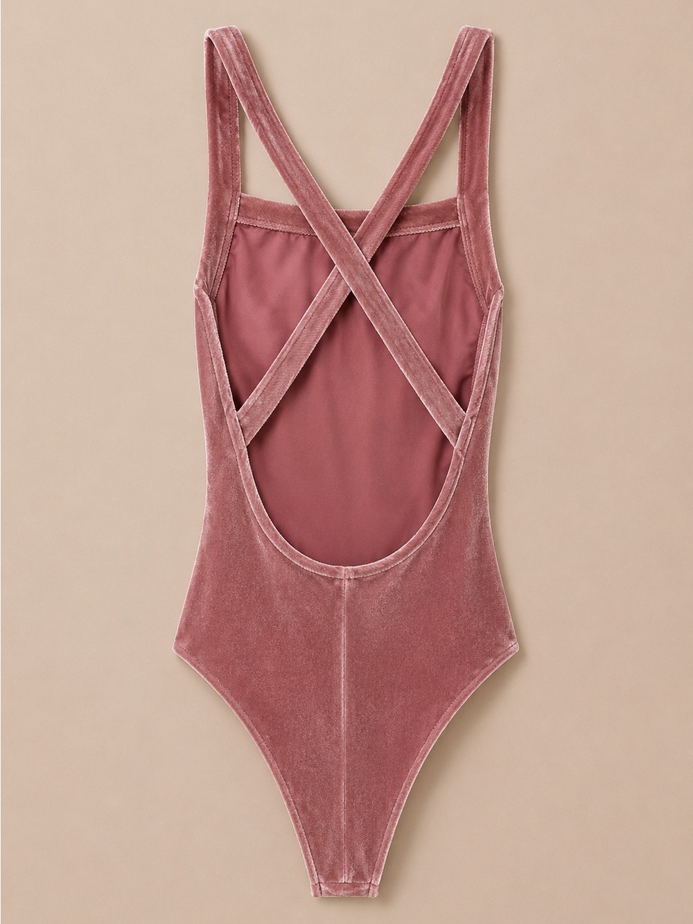 Privacy Please body suit, pink velvet, open cut back, size medium